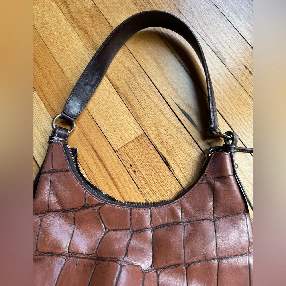 Dooney & Bourke Tan Croc-Embossed Hobo Bag